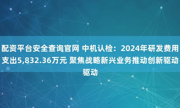配资平台安全查询官网 中机认检：2024年研发费用支出5,832.36万元 聚焦战略新兴业务推动创新驱动