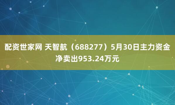 配资世家网 天智航（688277）5月30日主力资金净卖出953.24万元
