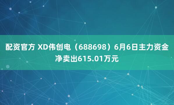 配资官方 XD伟创电（688698）6月6日主力资金净卖出615.01万元